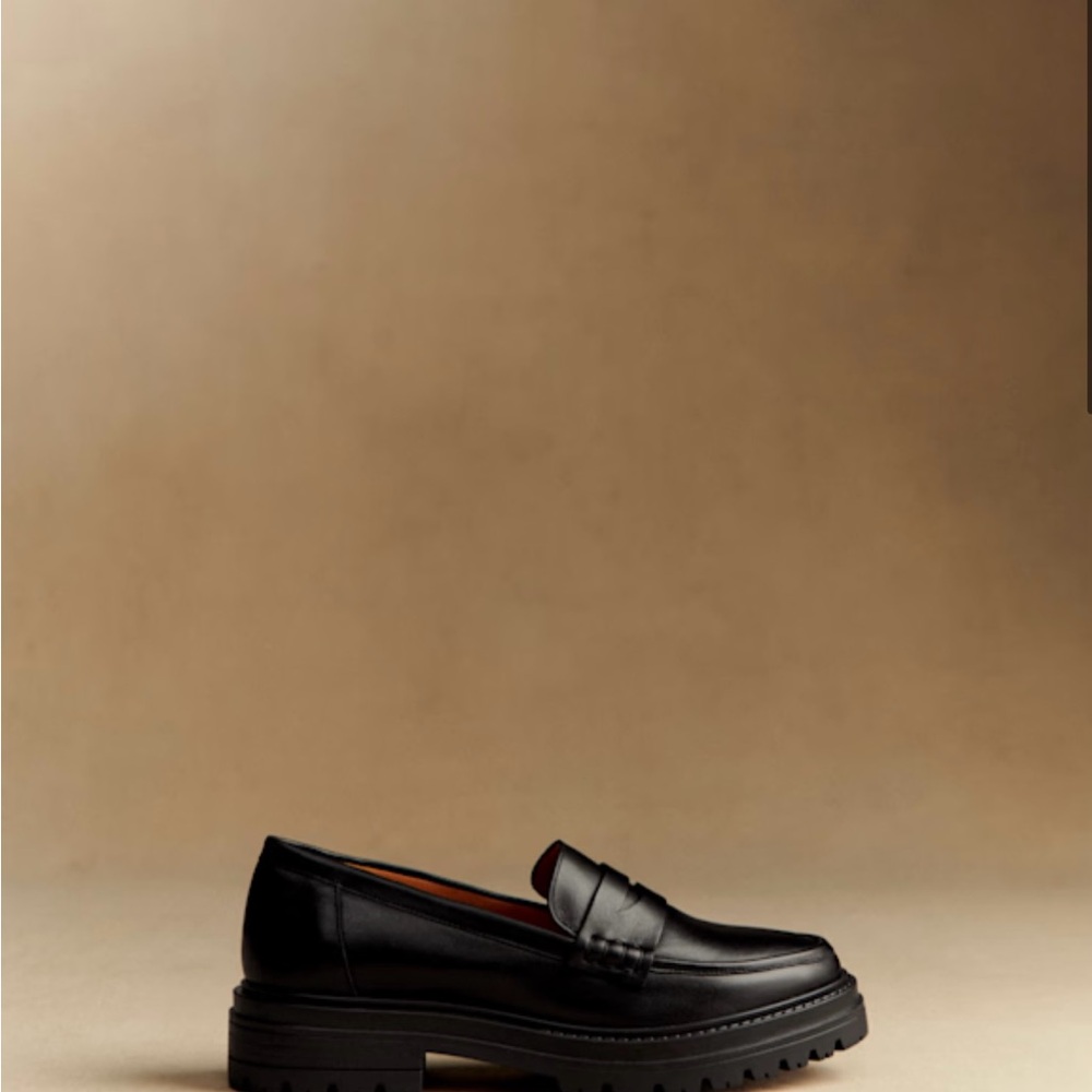 Sezane Smooth Black Albane Leather Loafers Size 38 - Picture 2 of 6